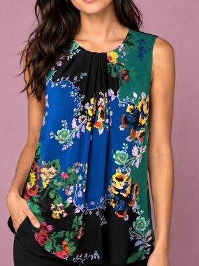 Vanessa Virginia by Anthropologie Top Floral Wonder Lust Tank Top Size XL